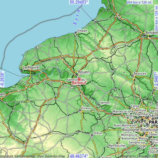 Topographic map of Belbeuf