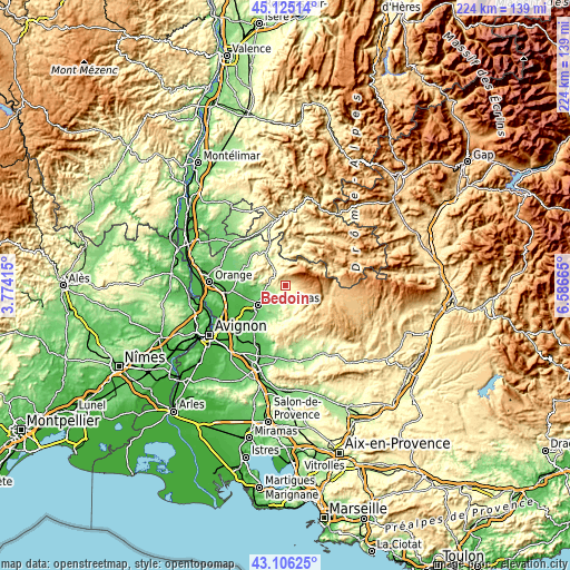 Topographic map of Bédoin