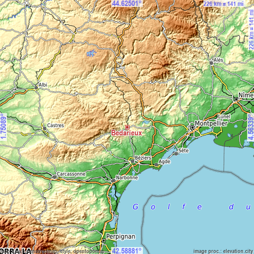 Topographic map of Bédarieux