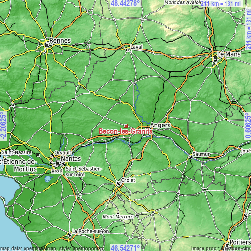 Topographic map of Bécon-les-Granits