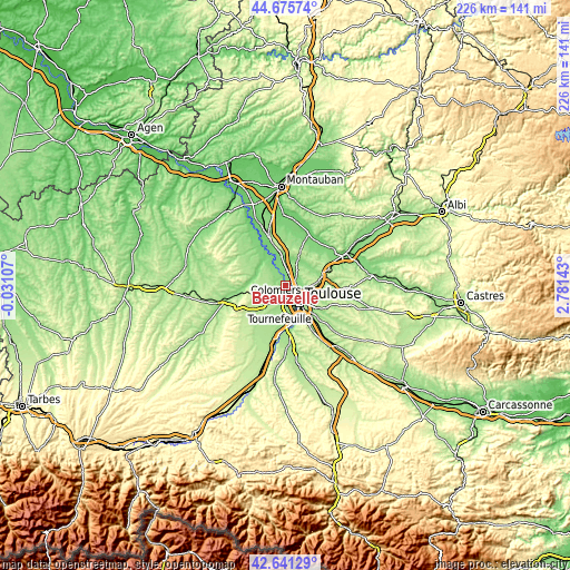 Topographic map of Beauzelle