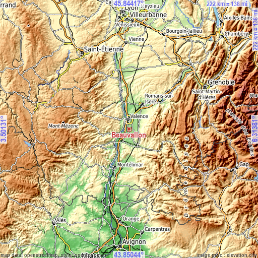 Topographic map of Beauvallon