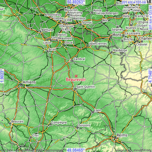 Topographic map of Beaurevoir