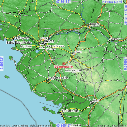 Topographic map of Beaurepaire