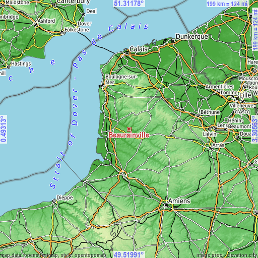 Topographic map of Beaurainville