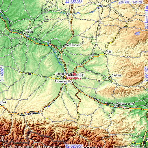 Topographic map of Beaupuy