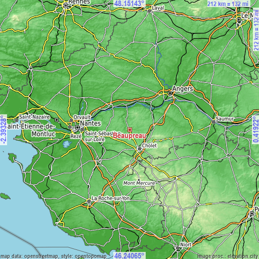 Topographic map of Beaupréau