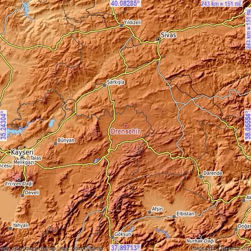 Topographic map of Örenşehir