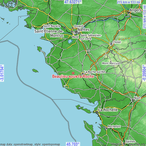 Topographic map of Beaulieu-sous-la-Roche