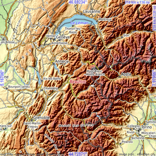 Topographic map of Beaufort