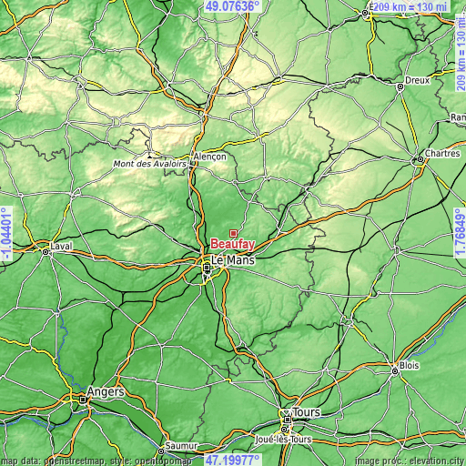 Topographic map of Beaufay