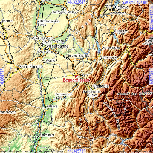 Topographic map of Beaucroissant