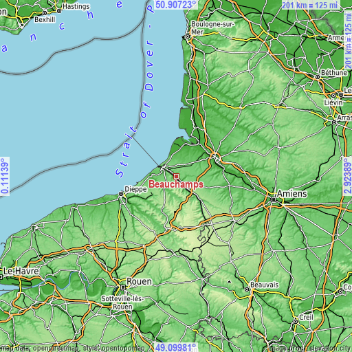 Topographic map of Beauchamps