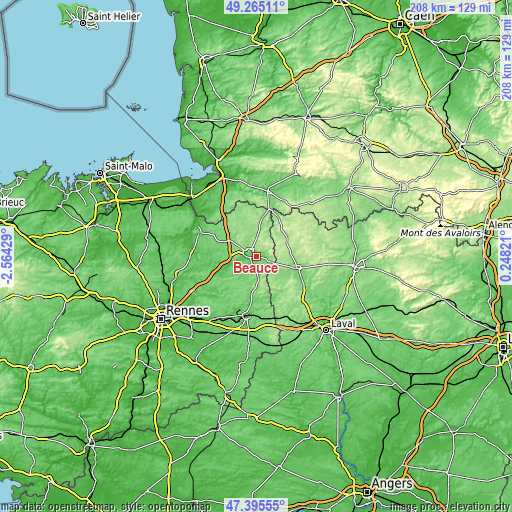 Topographic map of Beaucé