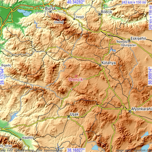 Topographic map of Örencik