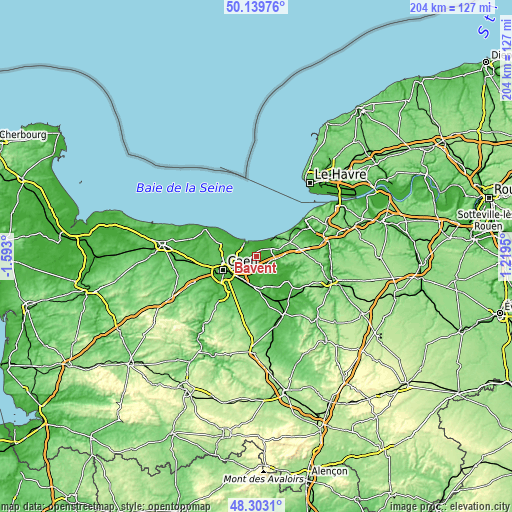 Topographic map of Bavent