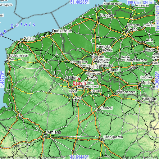 Topographic map of Bauvin