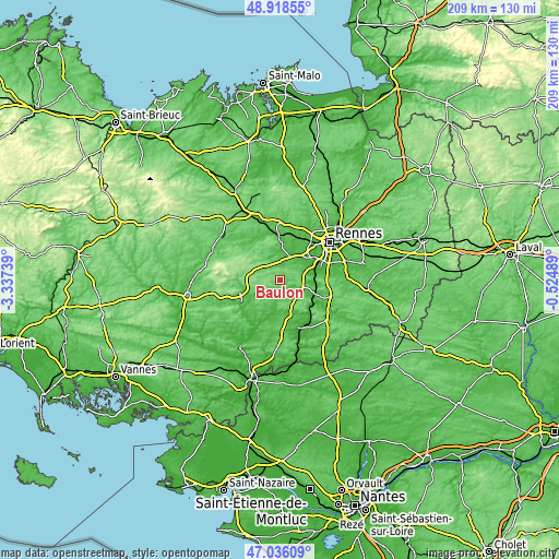 Topographic map of Baulon