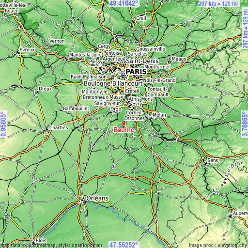 Topographic map of Baulne