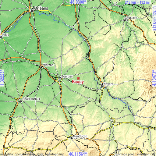 Topographic map of Baugy