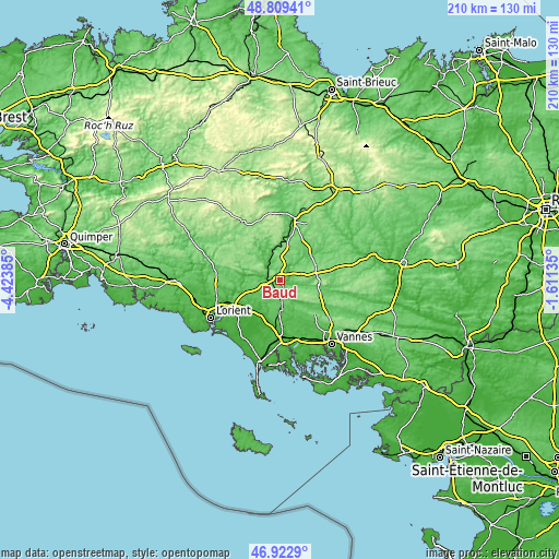 Topographic map of Baud