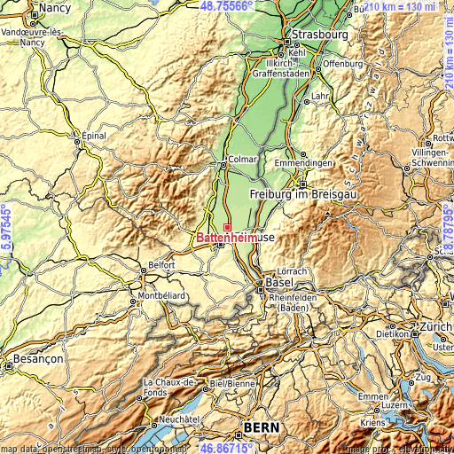 Topographic map of Battenheim