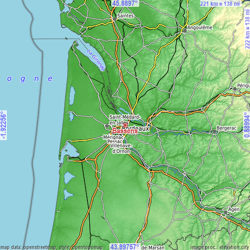 Topographic map of Bassens