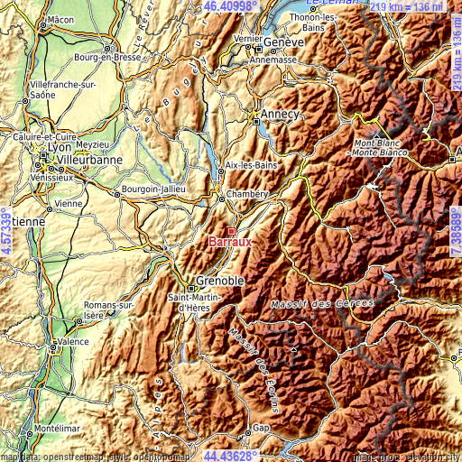 Topographic map of Barraux