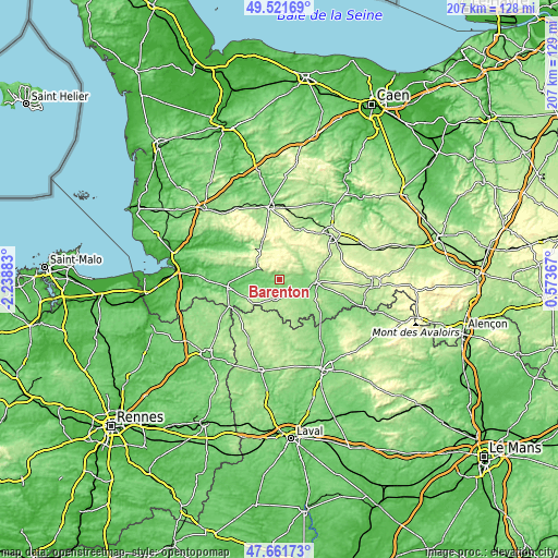 Topographic map of Barenton