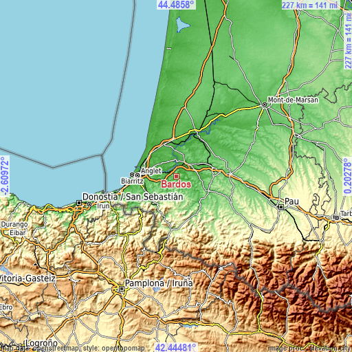 Topographic map of Bardos