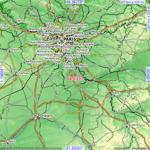 Topographic map of Barbizon