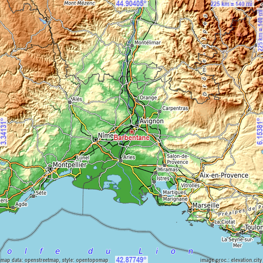 Topographic map of Barbentane