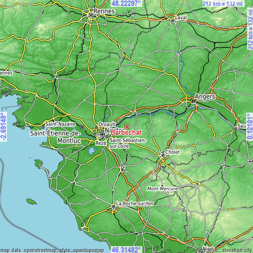 Topographic map of Barbechat