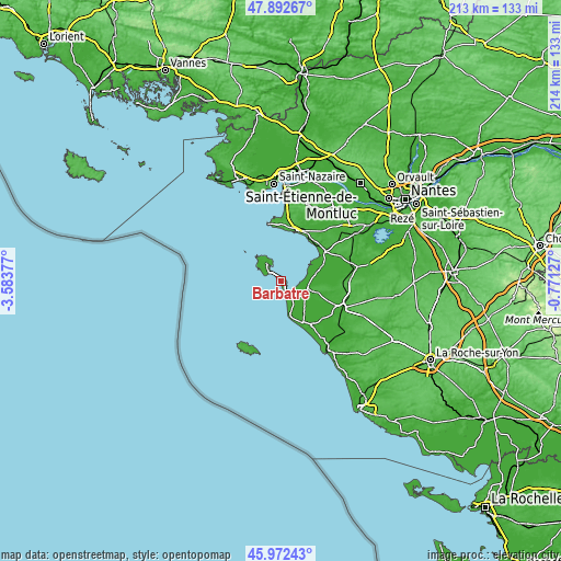 Topographic map of Barbâtre