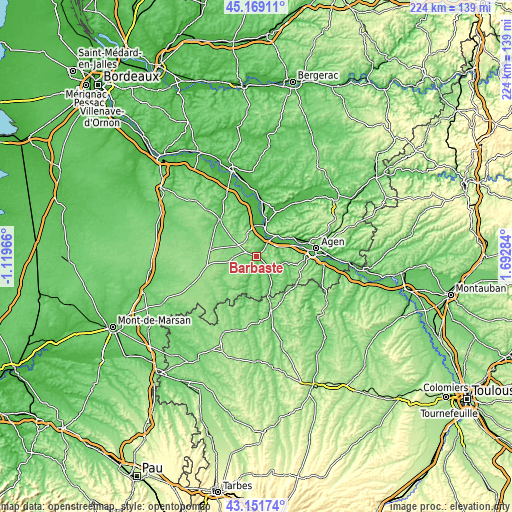 Topographic map of Barbaste