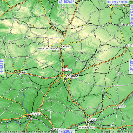 Topographic map of Ballon