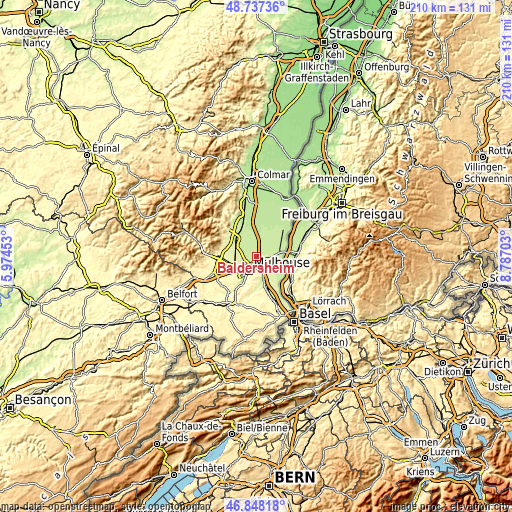 Topographic map of Baldersheim