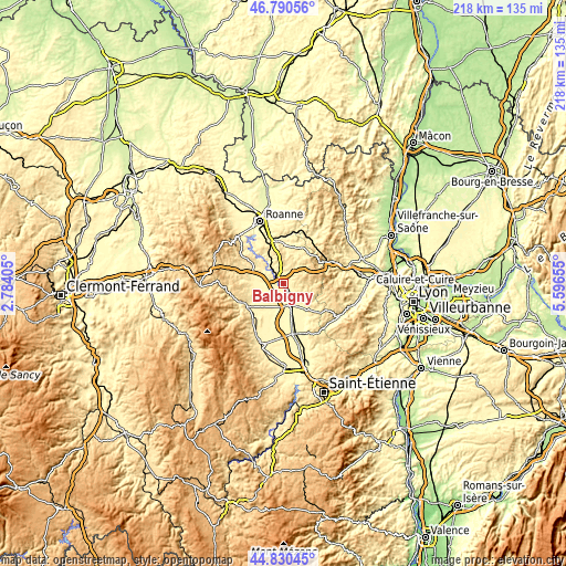 Topographic map of Balbigny