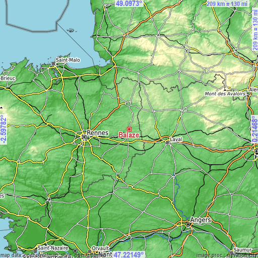 Topographic map of Balazé