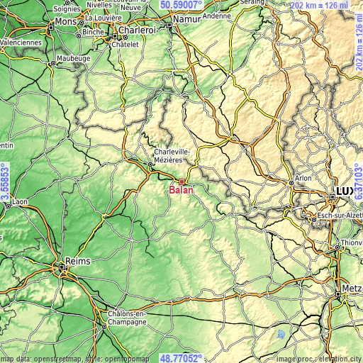 Topographic map of Balan