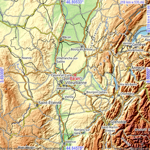 Topographic map of Balan