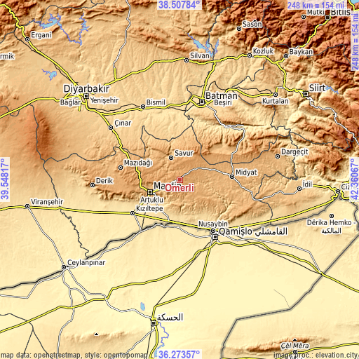 Topographic map of Ömerli