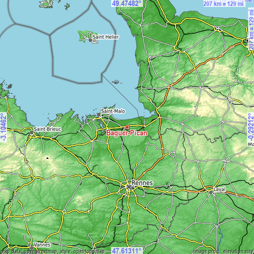 Topographic map of Baguer-Pican