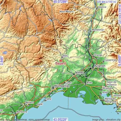 Topographic map of Bagard