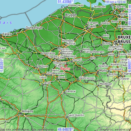 Topographic map of Bachy