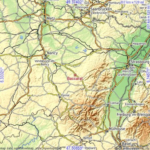 Topographic map of Baccarat