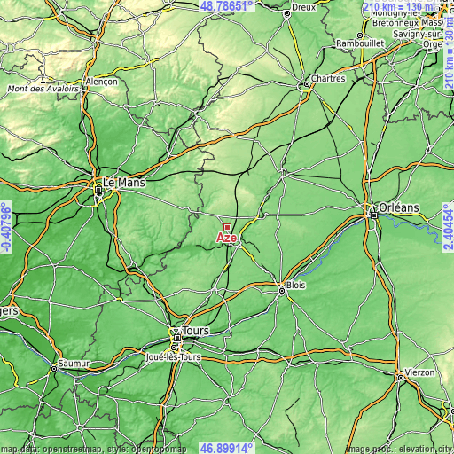 Topographic map of Azé