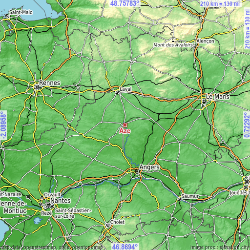 Topographic map of Azé