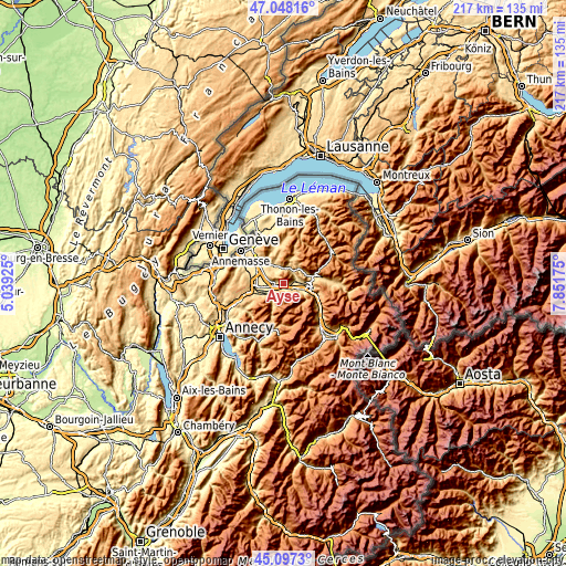 Topographic map of Ayse