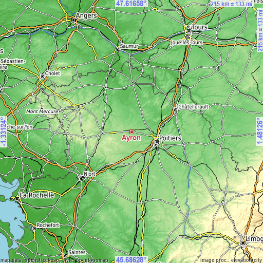 Topographic map of Ayron